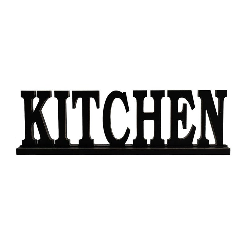 YK Decor Rustic Wood Kitchen Sign Freestanding Wood Word Kitchen Decor Sign Decorative Cutout Letter for Shelf Decor - Image 1